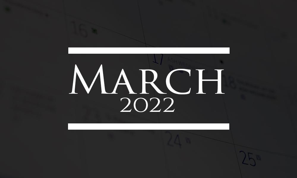 Upcoming Events Around the Diocese - March 2022