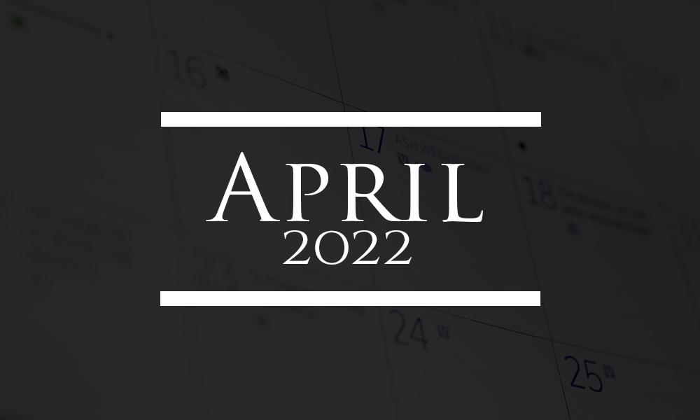 Upcoming Events Around the Diocese - April 2022